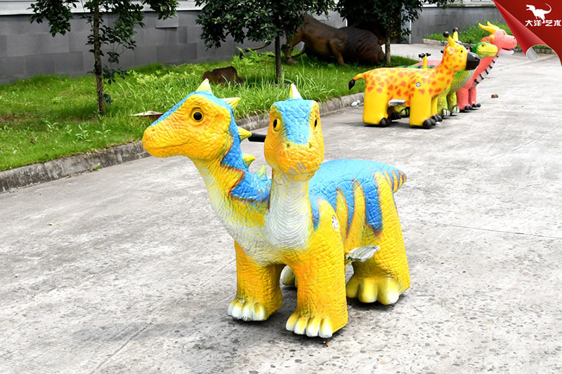 双头电动恐龙车，恐龙儿童游乐车